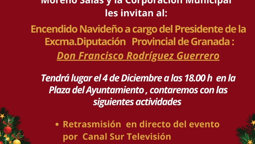Encendido navideño a cargo del Presidente de la Diputación Provincial de Granada Don Francisco Rodríguez Guerrero.