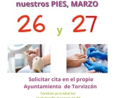 Servicio de pies y manos para el mes de marzo. Miércoles 26 y jueves 27 de marzo.