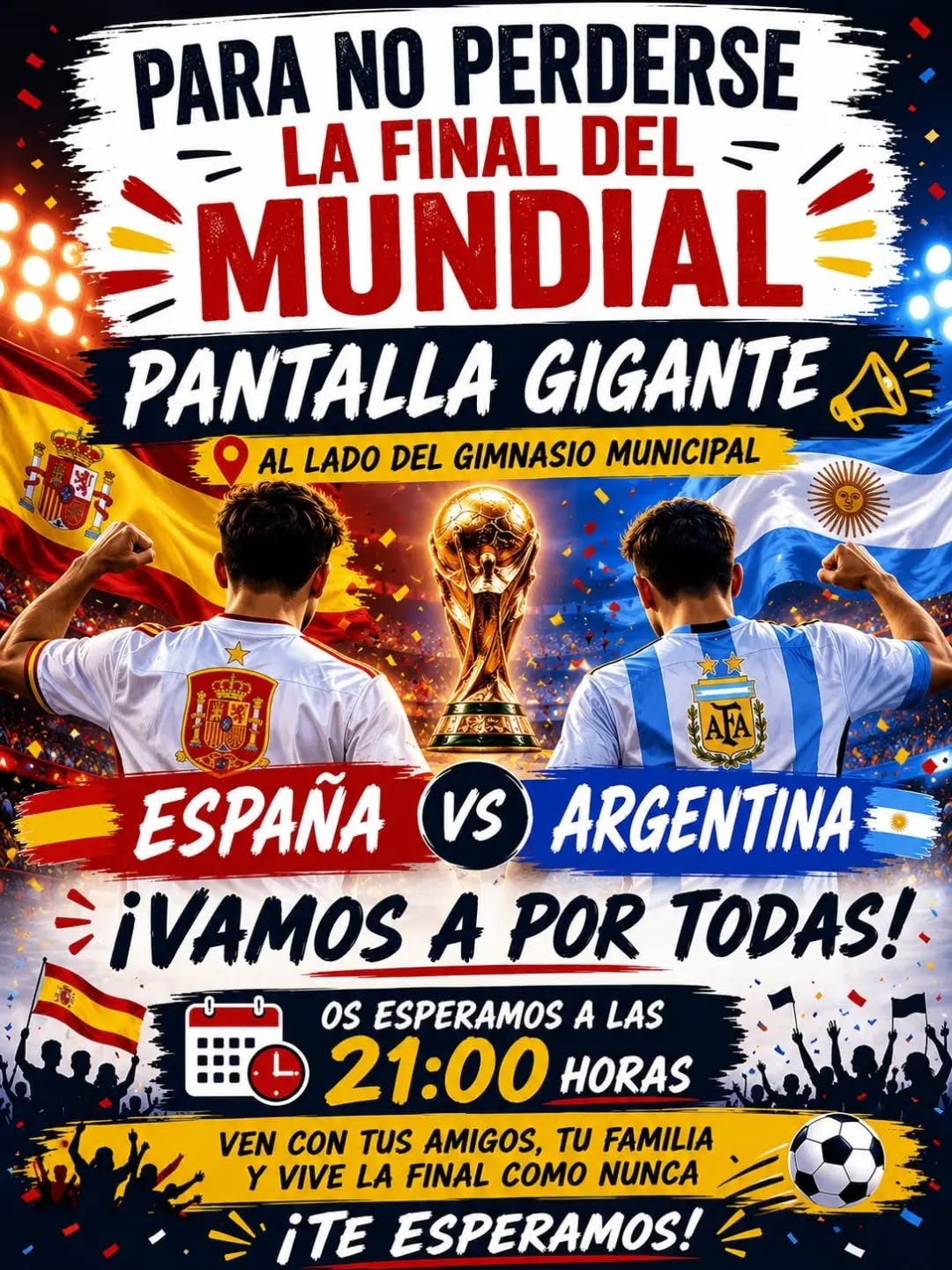 Vive la "Final del mundial de fútbol" en pantalla gigante.